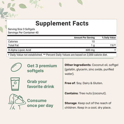 R Alpha Lipoic Acid 600mg